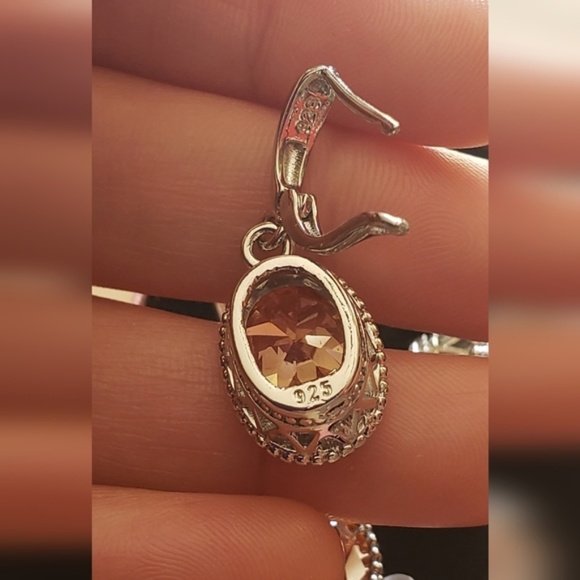 925 Sterling Silver-Necklace Earrings and Ring 5.5 New - Picture 2 of 5